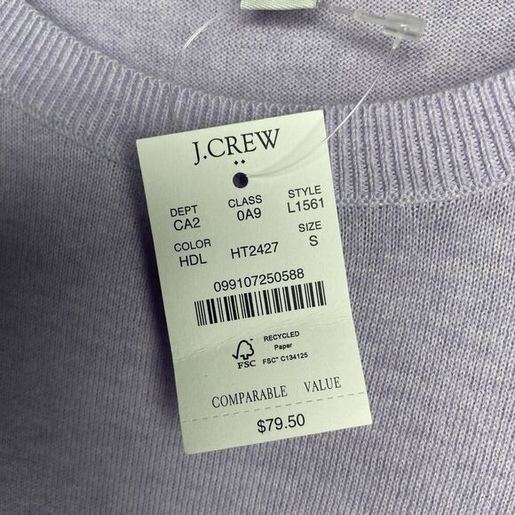 J.CREW Sweater Women Small Teddie Pullover NEW Purple Cotton Lightweight L1561 - Picture 12 of 15